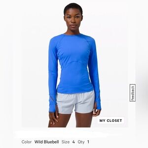 Lululemon Athletica Run Tall Wild Bluebell Long Sleeve Top